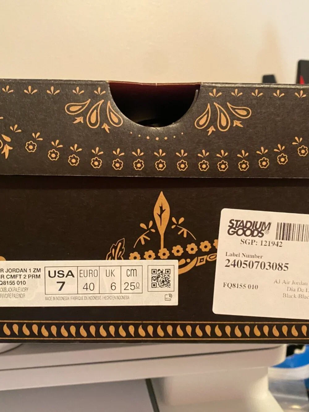 Nike Air Jordan 1 Zoom CMFT 2 Familia Dia de Muertos Mens 7, womens 8.5